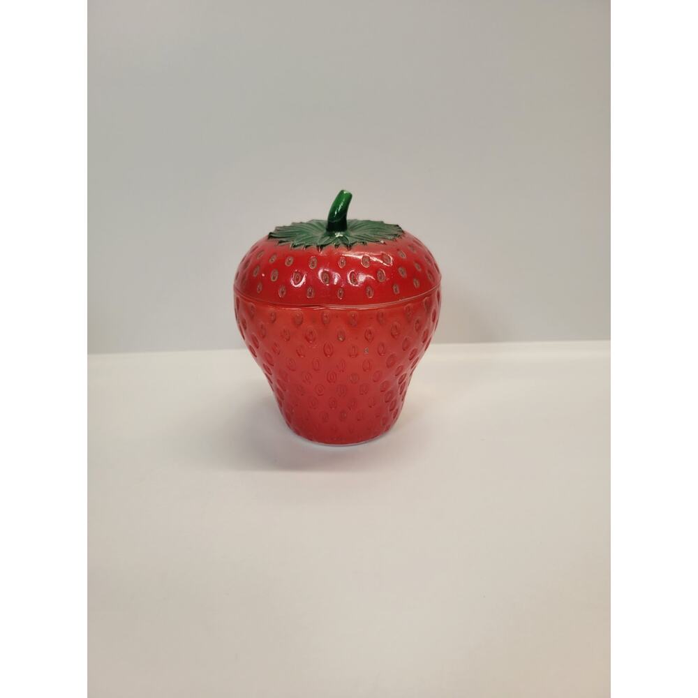 Vintage Hazel Atlas, Strawberry Jam Jelly Jar, Covered Lid, Sugar Bowl